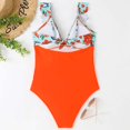 thumbnail image 4 of Women‘s One Piece Swimsuits Ruffled Deep V Neck Monokini Bathing Suits Tummy Control Tie Front Swimwear, 4 of 8