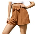 thumbnail image 2 of Asklazy Women's Casual Wide Leg Shorts Without Pockets High Waisted Tie Knot Ruffle Summer Shorts ,US Size,Light CoffeeXL, 2 of 14