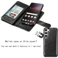 thumbnail image 6 of Samsung Galaxy S24 / S24 Plus / S24 Ultra Wallet Case, Luxury Cash Credit Card Slots Holder PU Leather Flip Cover [Detachable Magnetic Hard Case] & Kickstand & Wristlet Strap Cover, 6 of 8