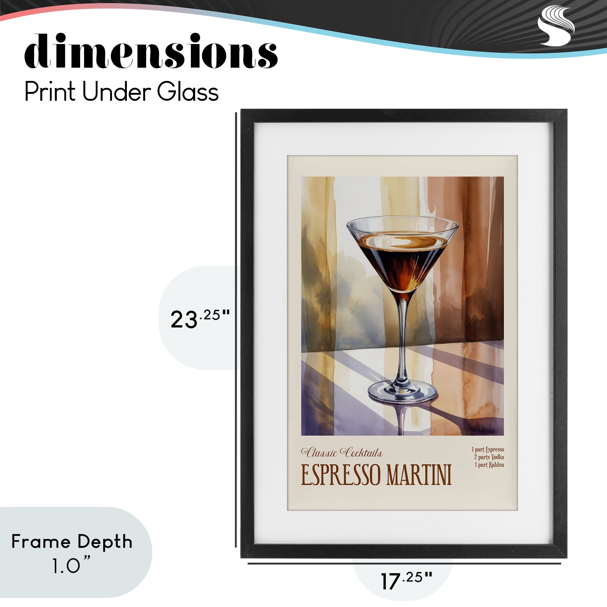 Stupell Industries Espresso Martini Sun Reflection Black Framed Print Under Glass, design by Andreas Magnusson