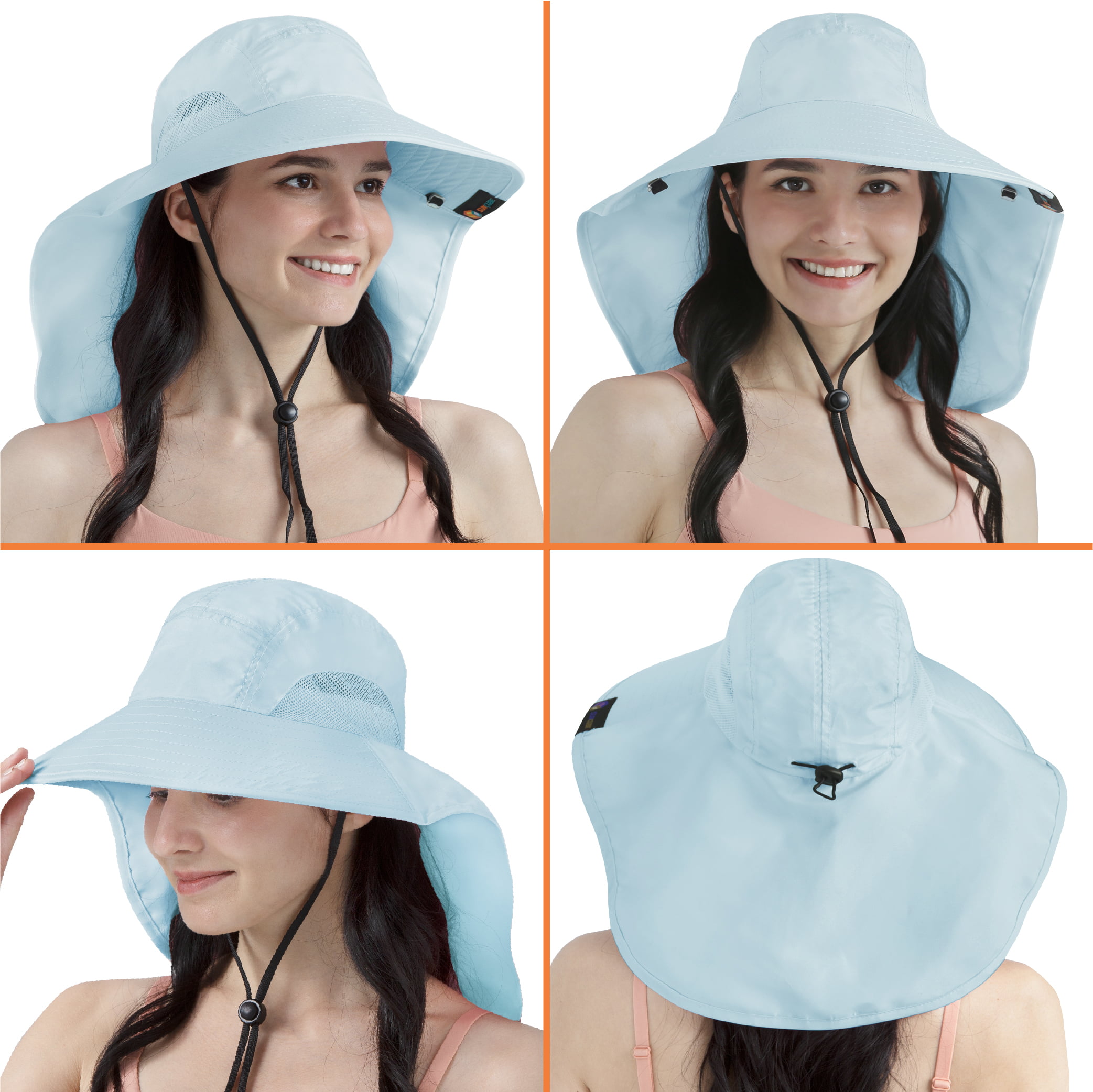 SUN CUBE Wide Brim Sun Hat with Neck Flap, Fishing Hiking for
