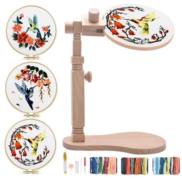 Soporte de aro para bordar TINDTOP de madera de haya con kit de 3 juegos para adultos