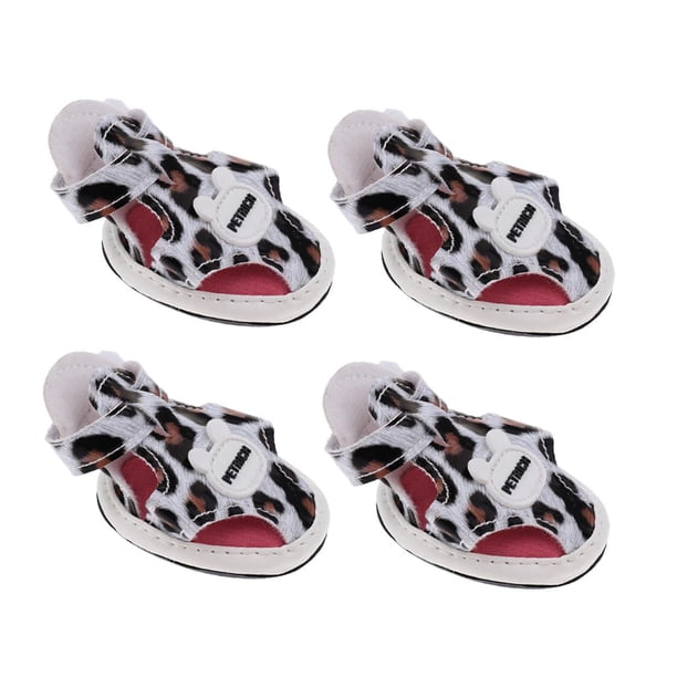4Pcs Pet Dog Shoes Sandalias Antideslizantes Botas para Outdorr Walking Jogging - Leopard L, se describe Yinane Zapatos de perro mascota
