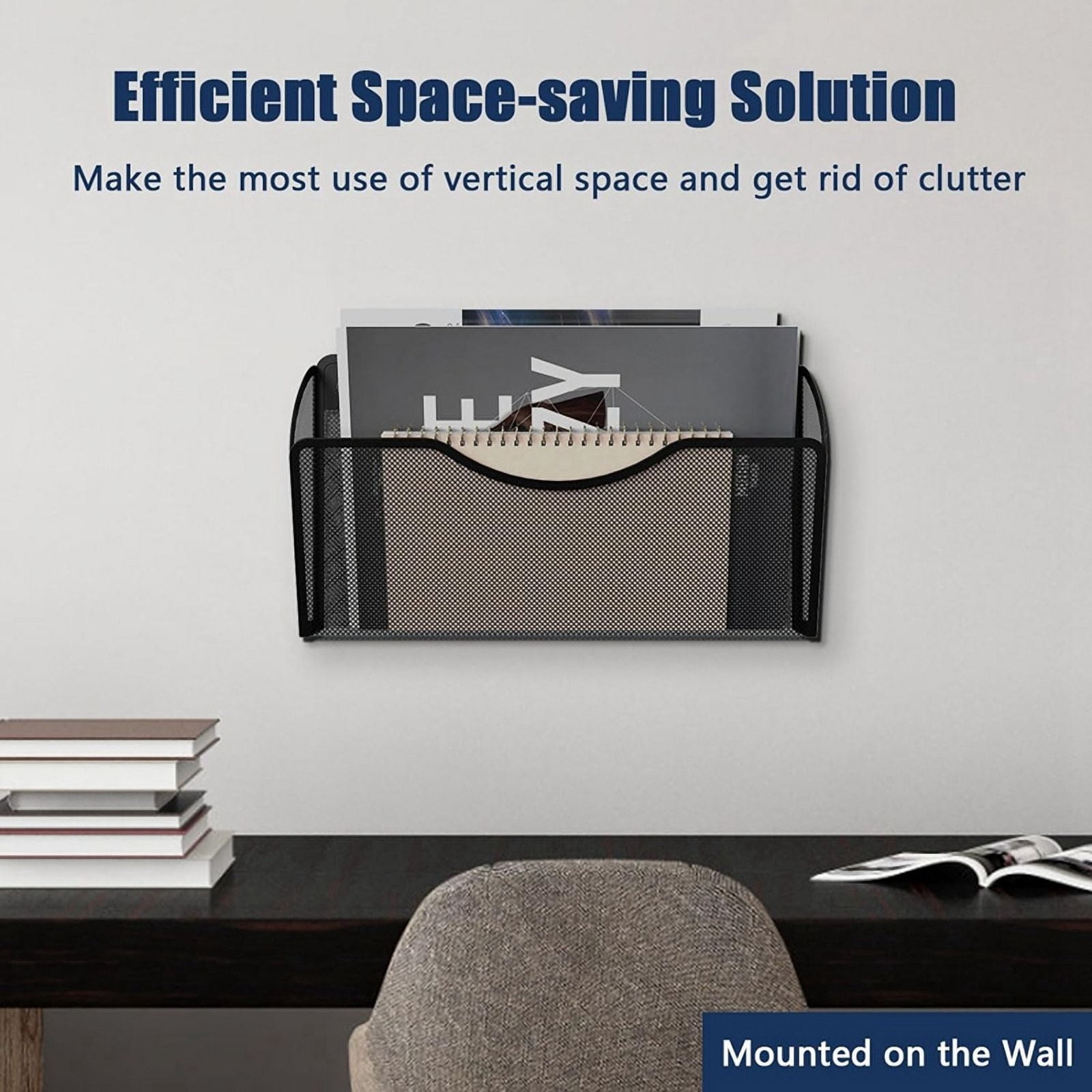 1-Tier Magnetic File Holder-File Folder Organizer, Capacity Office Hanging Magazine Rack for Refrigerator, File Cabinets