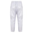 thumbnail image 2 of YONGHS Kids Boys Girls Shiny Metallic Hip Hop Jazz Dance Baggy Pants Loose Fit Trousers Silver 11-12, 2 of 7
