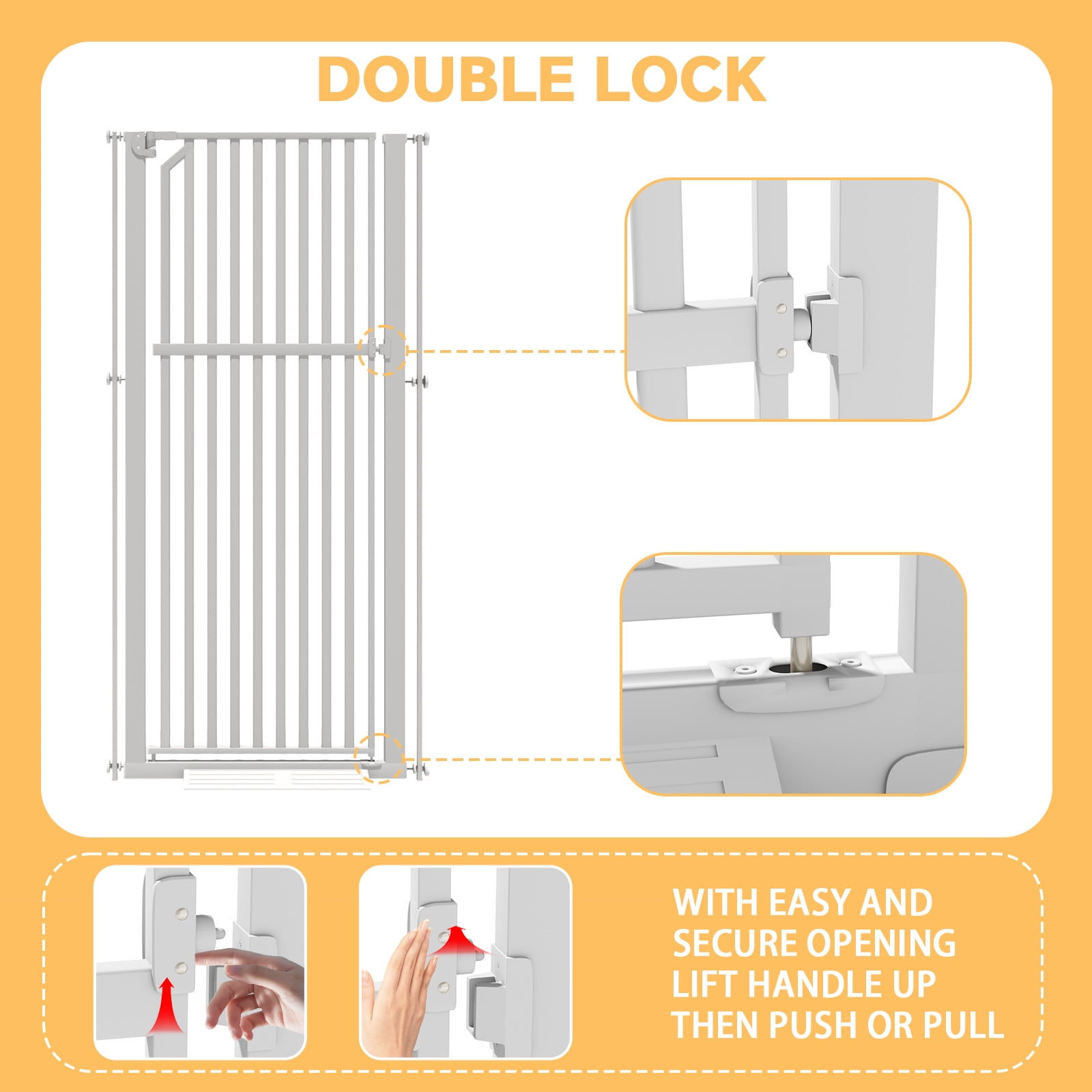 YUFU 63" Extra Tall Pet Door for Door Way, 30"-33"/30"-37" Adjustable Wide One-Handed Operation Tall Pet Gate for Dogs Cats, 30"-33" White