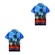 thumbnail image 3 of Jumpingount camisa de playa de manga corta de moda casual suelto impreso vacaciones palma de un solo pecho ropa de playa de gran tamaño para azul Azul/L 2piezas, 3 of 6