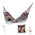 thumbnail image 1 of Nordic-Inspired Retro Geometric Canvas Hammock with Petal Detailing - Extra Wide, Portable Outdoor Hammock for Camping & Relaxation, Includes Hanging Ropes, Stylish Design for Garden & Picnic Use, 1 of 6