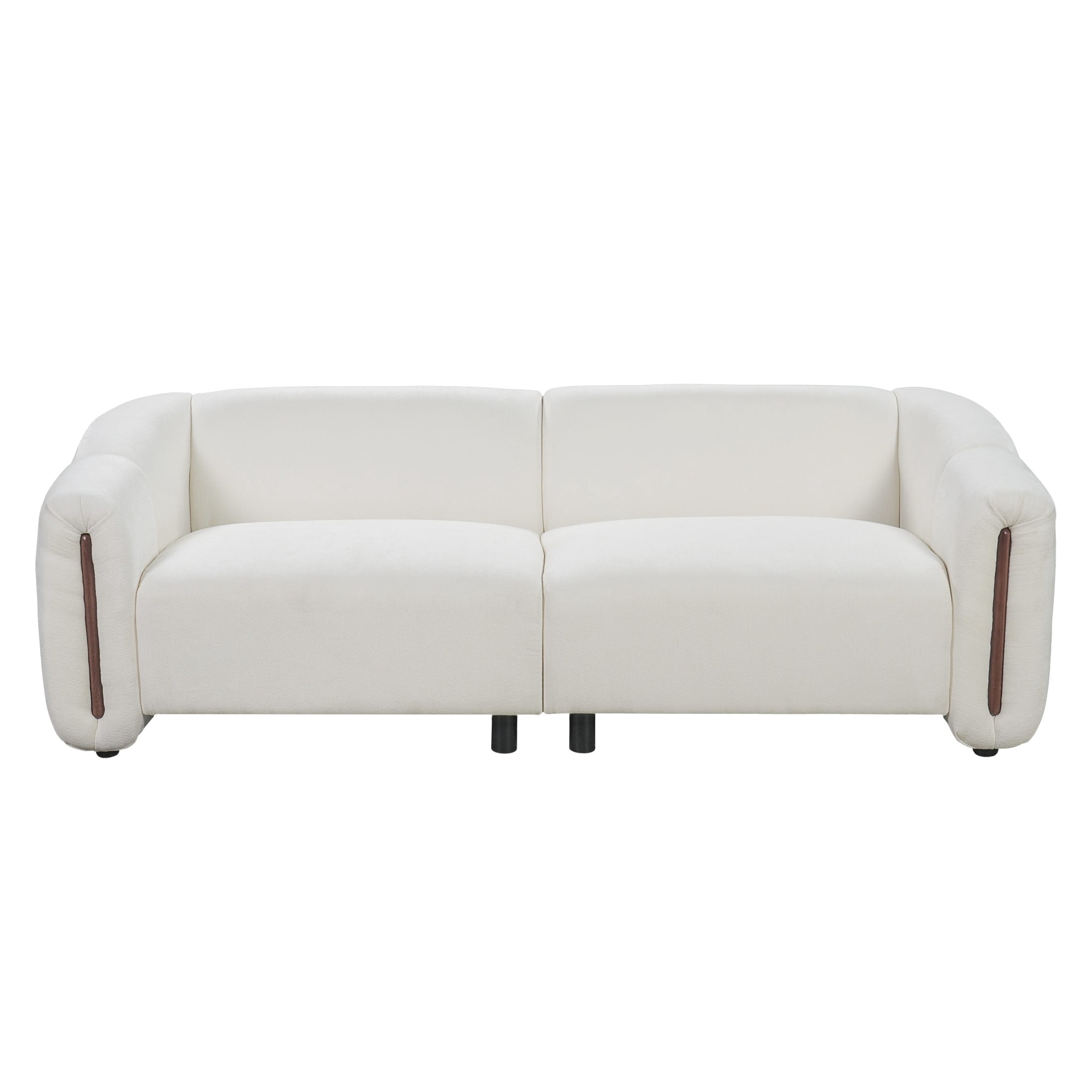 Christopher Knight Home 87.4" Modern Curved Upholstered 3-Seater Sofa with Wide Armrest, Beige