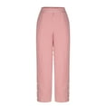 thumbnail image 6 of WHLBF UTTOASFAY Womens Pants Elastic Waist Pocket Stripe Loose Print Button Pants Casual Trousers Pink XL, 6 of 9