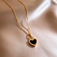 thumbnail image 1 of Collar de corazón negro de doble cara, diseño de nicho para mujer, collar de lujo ligero, accesorios, colgante, cadena de clavícula, 1 of 5