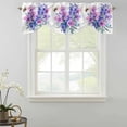 thumbnail image 2 of Tie Up Valances for Windows, Purple Pink Flowers Adjustable Valance Curtains Window Treatment for Living Room/Bedroom, Farmhouse Watercolor Floral Rod Pocket Kitchen Curtains & Drapes 42x12 Inch, 2 of 9