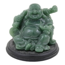 Emerald Money Buddha Statue Carrying Money Bag, Coins and Ingot