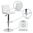 thumbnail image 6 of Flash Furniture Avery 2 Pack Contemporary White Vinyl Adjustable Height Barstool with Panel Back and Chrome Base, 6 of 14