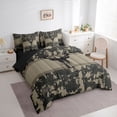 thumbnail image 2 of Castle Fairy Safari Deer 7-Piece Twin Bedding,Vintage Camo Stripes Bedding Comforter Set,Dark Gray,Black Reversible, 2 of 7