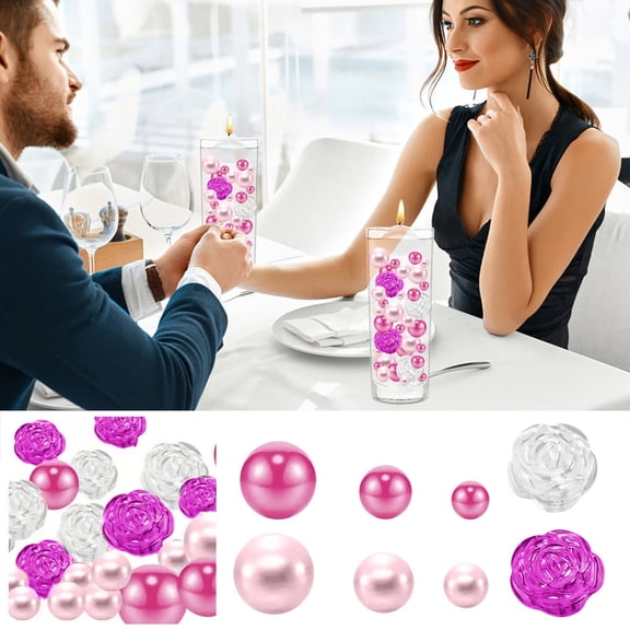 Christmas Vase Filler Decoration Set, Decorative Vase Beads and Holiday Table Centerpiece Fillers, Festive Home Party Arrangement Supplies for Winter Decor Wedding Anniversary DIY Crafts