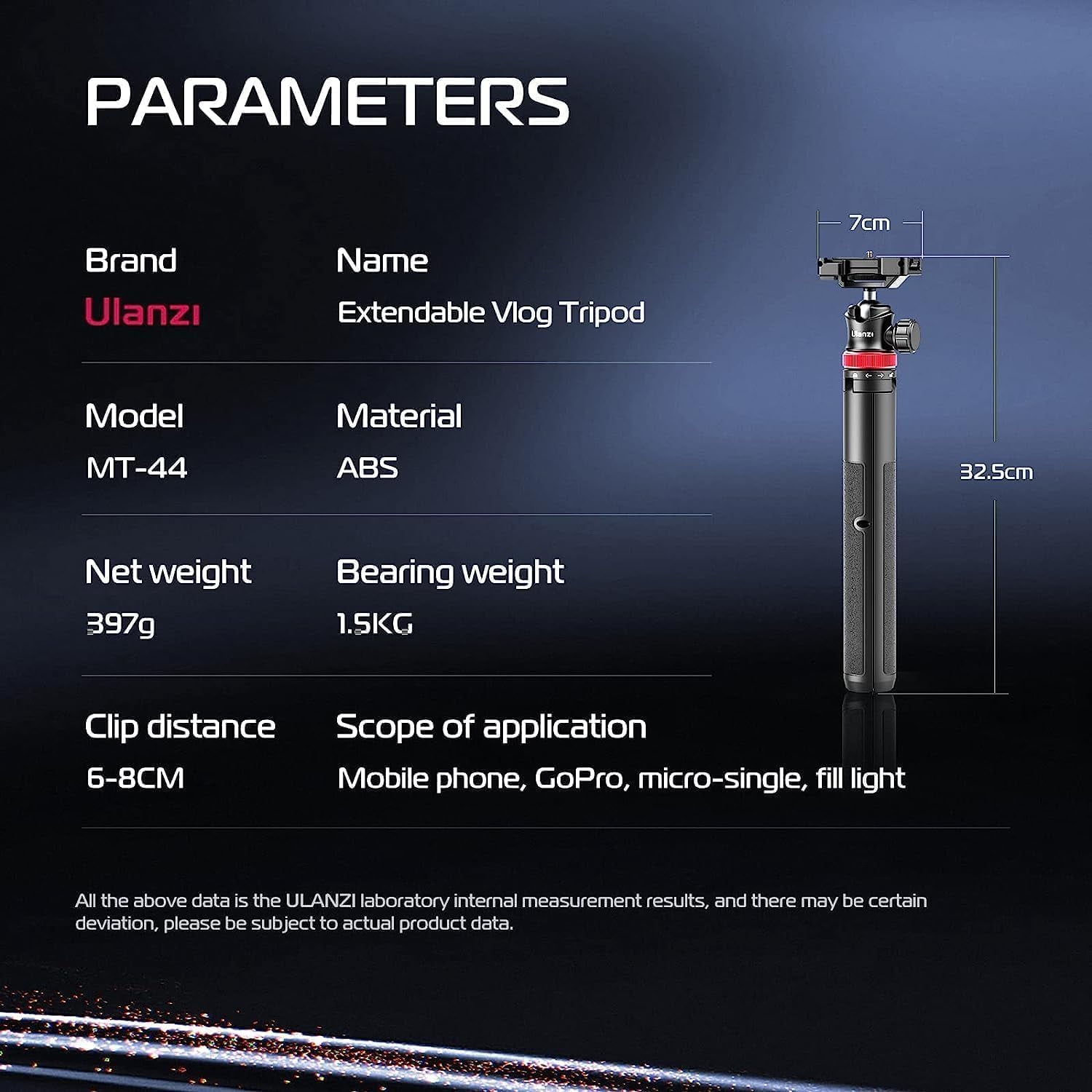 Ulanzi MT-44 Extendable Phone Tripod, 59" Selfie Stick Vlog Stand with 2 in 1 Phone Clip, 360° Ball Head Camera Tripod