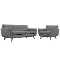 Modway Engage Modern Fabric 2-Piece Sofa Set in Expectation Gray