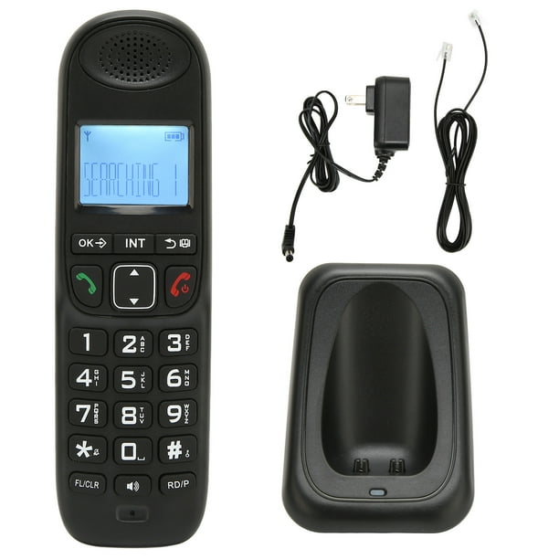 Teléfono inalámbrico con identificador de llamadas, manos libres, teléfono inalámbrico digital con retroiluminación LCD para el hogar, oficina, enchufe estadounidense de 100 a 240V