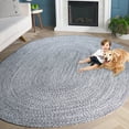 thumbnail image 3 of SAFAVIEH Braided Harmon Geometric Cotton Reversible Area Rug, Ivory/Black, 2'6" x 4' Oval, 3 of 11