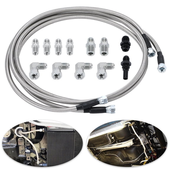 YIUIY For GM 4L60E 4L80E Flexible SS Braided Transmission Cooler Lines Kit -6AN Hose