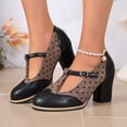 thumbnail image 4 of Willtoo Womens Mary Jane Block Heel Pumps Polka Dot Vintage Non Slip Walking Shoes Round Toe Mid Heel Casual Shoes, 4 of 5
