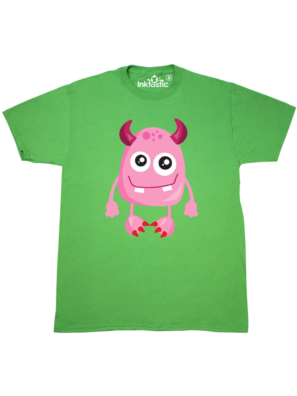 INKtastic - Cute Monster, Smiling Monster, Pink Monster, Horns T-Shirt ...