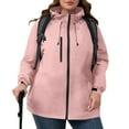 thumbnail image 3 of Plus Size Womens Rain Jacket with Hood Packable Lightweight Windbreaker Waterproof Thin Jackets Hiking Travel Pink XL, 3 of 7