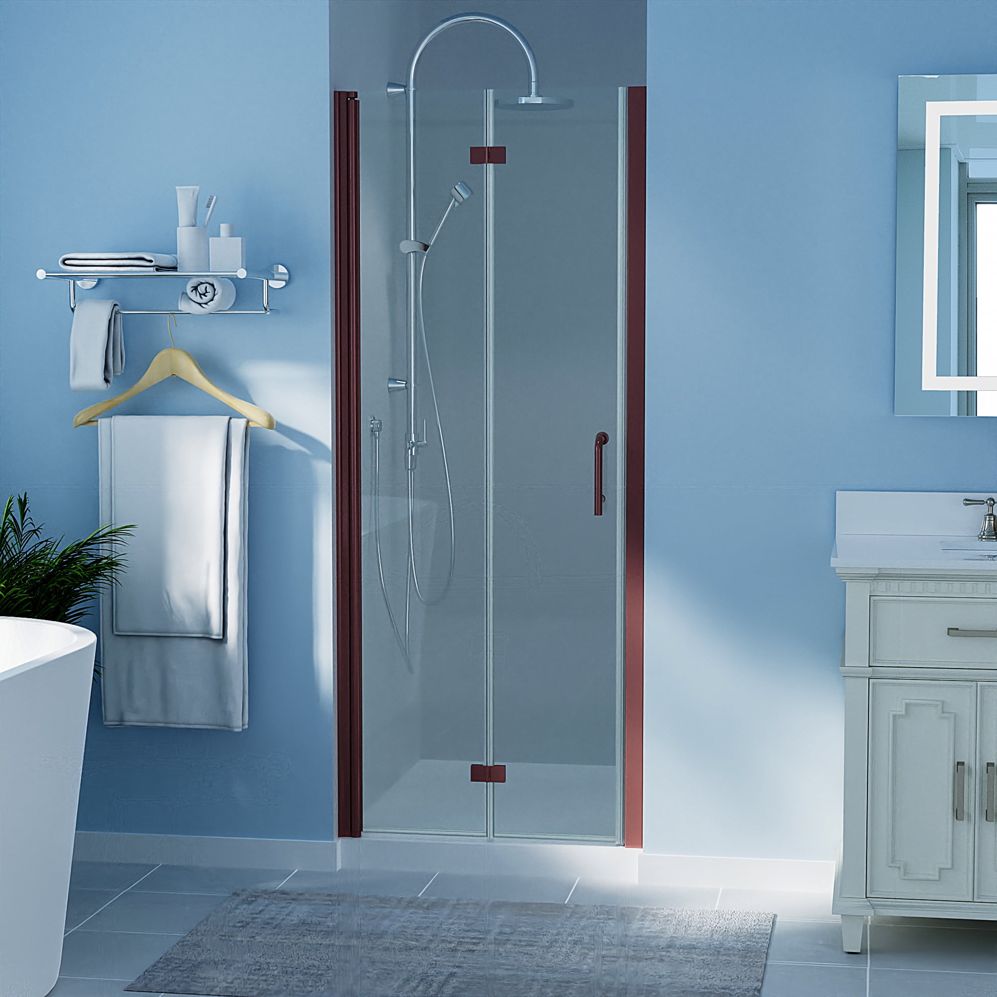 ExBrite 3031.5 in.W x 72 in.H Bifold Frameless Glass Shower Door,1/4