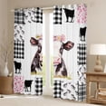 thumbnail image 2 of Castle Fairy Cartoon Cow Curtains Pack of 2 (42x84 Each) for Kids Children Teens,Geometric Plaid Grid Curtains Blackout,Farmhouse Animal Bedroom Curtains,Lightweight Room Decor, 2 of 6