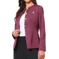 thumbnail image 1 of BLAZER ELEGANTE INSPIRADOR PARA MUJERES SIN COLLAR, CON BOTONES, MANGAS LARGAS Y PEPLUM, COLOR PÚRPURA, 1 of 6