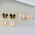 thumbnail image 6 of Gold Bow Stud Earring for Women Pink Black White Bow Stud Earring Hypoallergenic Boknot Studs Earrings Trendy Stainless steel Jewelry Gifts, 6 of 11