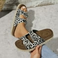 FLTHDD Women‘s Leopard Print Sandals Platform Slip On Soft Sole Double