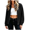 thumbnail image 5 of THNCYX Classic Faux Suede Collar Jacket Women Soft Button Front Relaxed Fit Long Sleeve Casual Elegant Everyday Fall Coat Outwear S-2XL, 5 of 7