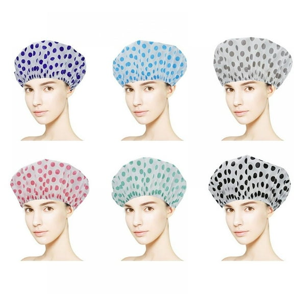 Pluoda Shower Cap,Waterproof Bath Cap Plastic Reusable Shower Caps Elastic Band Bath Hair Hat