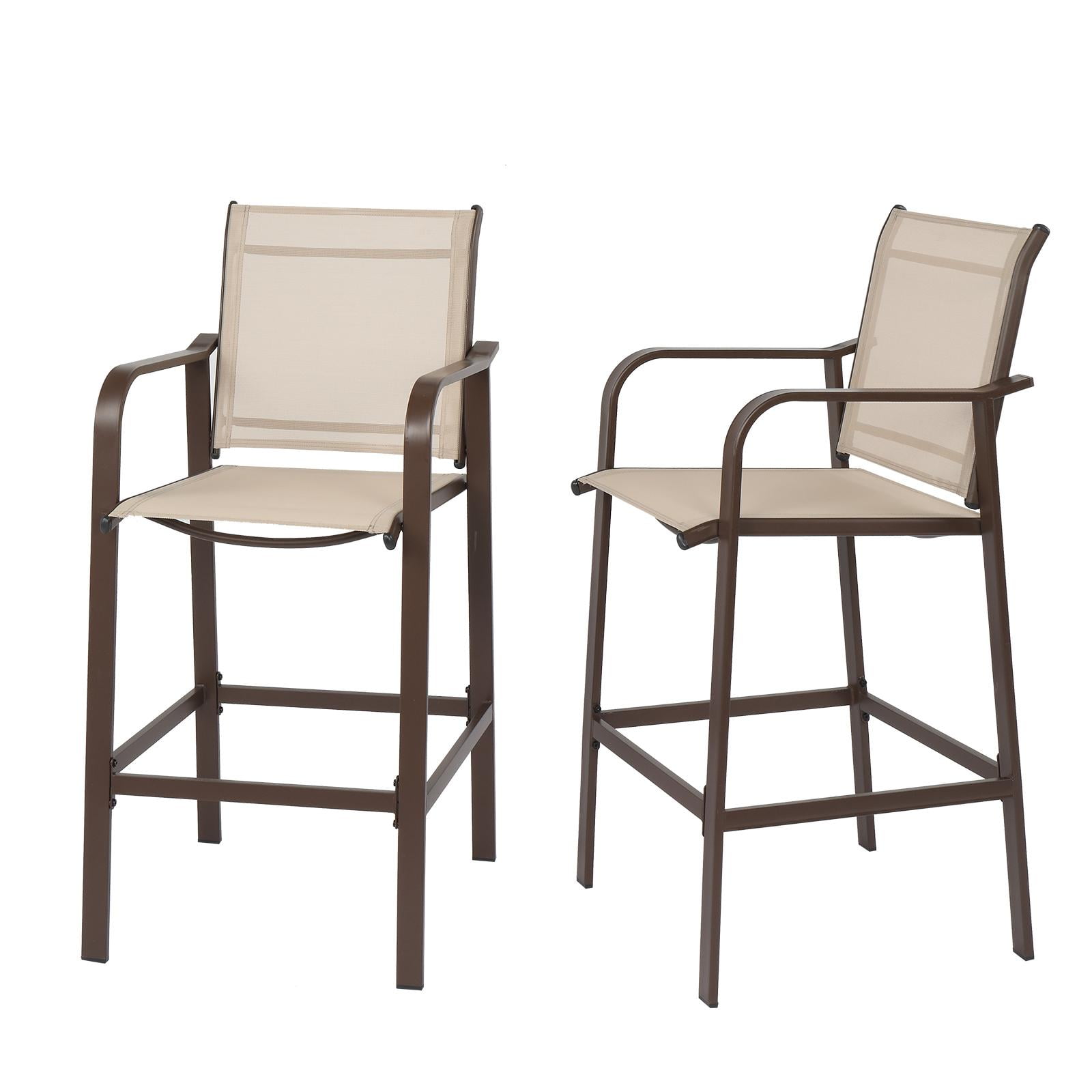 2 Pack Bar Stools Outdoor Kitchen Bar Height Patio Chairs, AllWeather