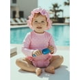 thumbnail image 2 of BemeyourBBs Toddler Baby Girls One Piece Swimsuit Infant Girls Bathing Suit Long Sleeve Polka Dot Zipper Swimwear Rash Guard with Hat Set UPF 50+ Summer Beach Wear, 2 of 9
