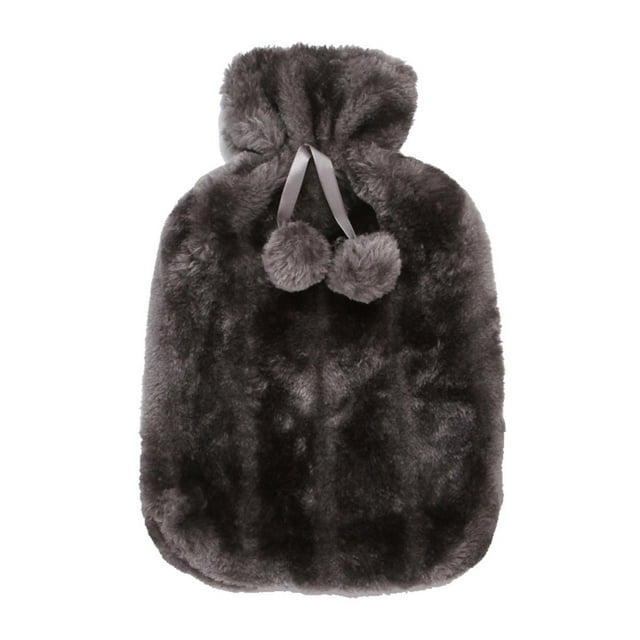 Pompotops 2L Hot Water Bottle Faux Plush Fleece Cloth Cover Thermotherapy Fresh-keeping Cover Hot Warming Cold Protection Removable Clearance