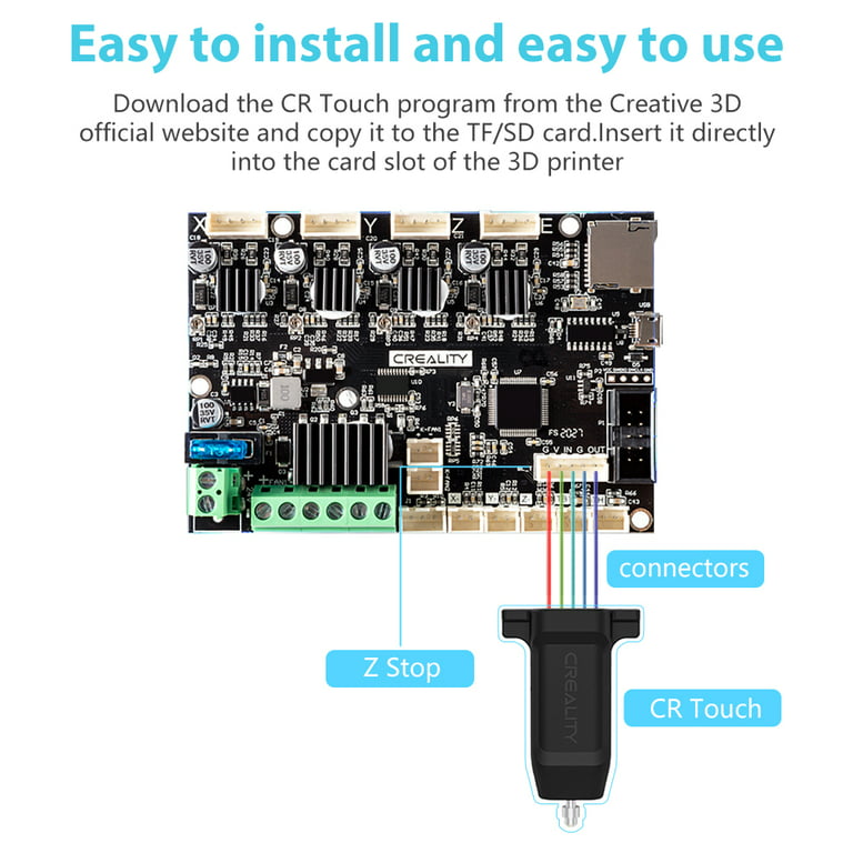 Creality 3D 32 Bits CR Touch Auto Bed Leveling Sensor Kit for Ender 3 Pro/ Ender 3 V2/ Ender 5 3D FDM Printer, Black