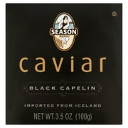 Season Brand Black Capelin Caviart, Black Seaweed Pearls, 3.5 Ounces Glass Jar