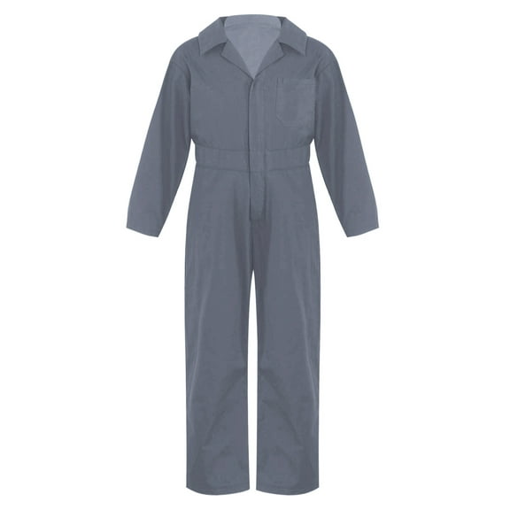 JanJean Kids Boiler Suit Khaki Coveralls Jumpsuit Protective Overalls for Boys Girls Long Sleeve Grey 6