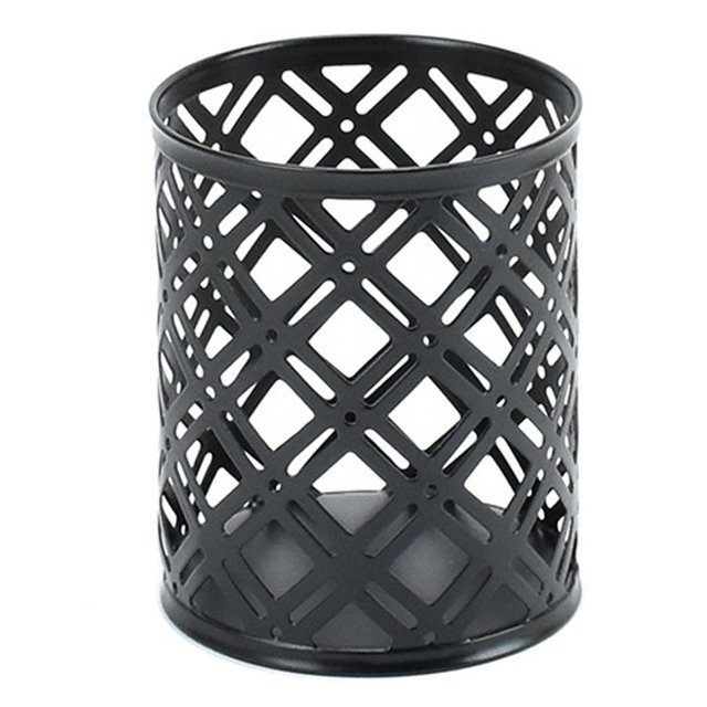 Portalápices de metal dorado para escritorio, vaso para brochas de maquillaje, portalápices, organizador de oficina y hogar, 10*8cmnegro