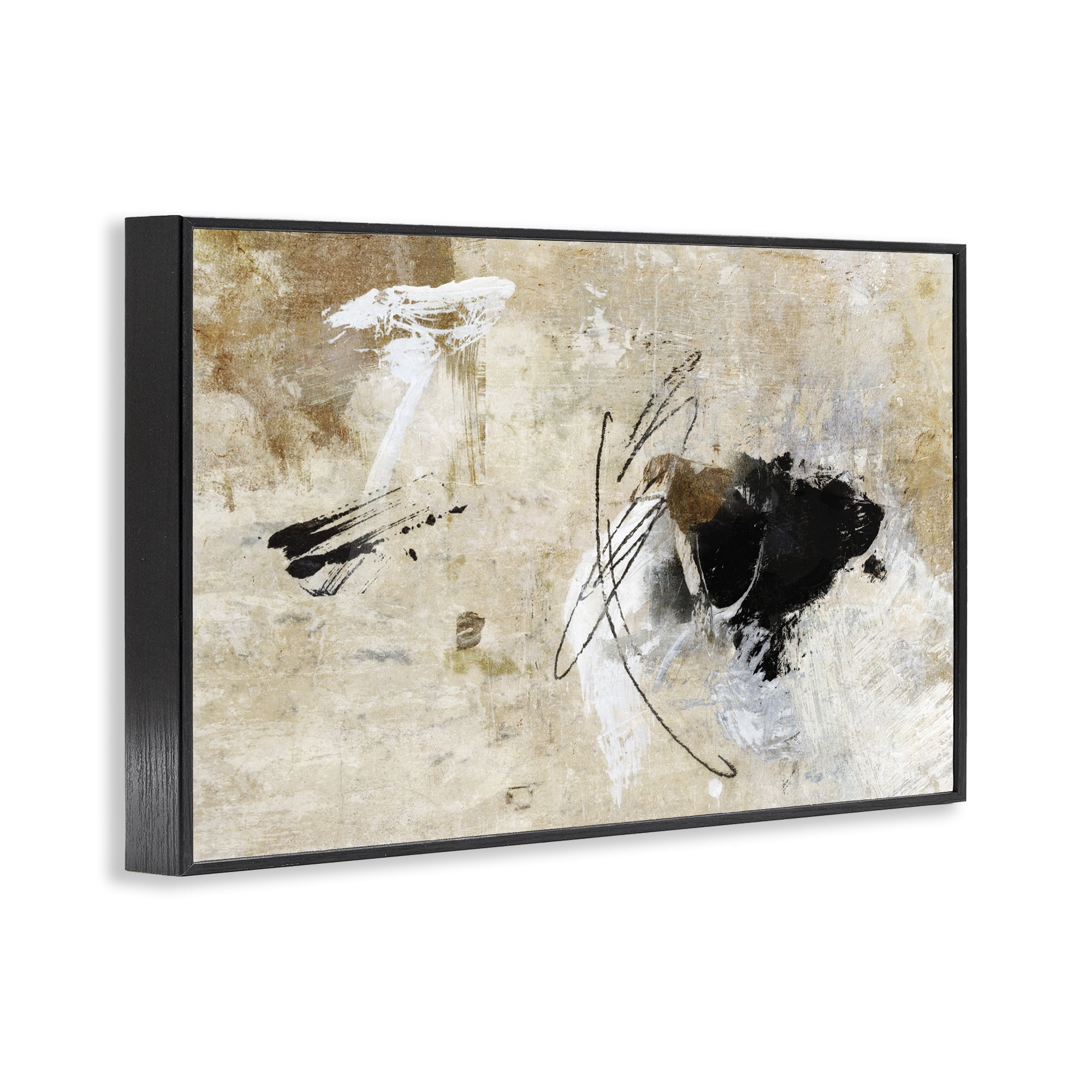 Stupell Industries Rustic Scribble Abstraction Abstract Painting Black Framed Art Print Wall Art, 30 x 20