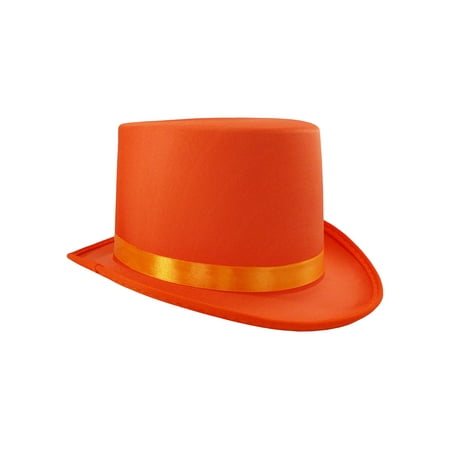 Soft Orange Satin Top Hat Costume Adult, One Size