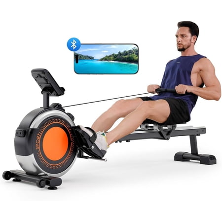 Dripexfitness Rower Machine, Magnetic Rower with LCD Monitor, 16 Adjustable Levels, and Compact Storage Design