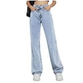thumbnail image 2 of Tsivenald Womens Jeans High Waist Acid Wash Denim Wide Leg Five Pocket Button Fly Loose Casual Denim Pants, 2 of 7