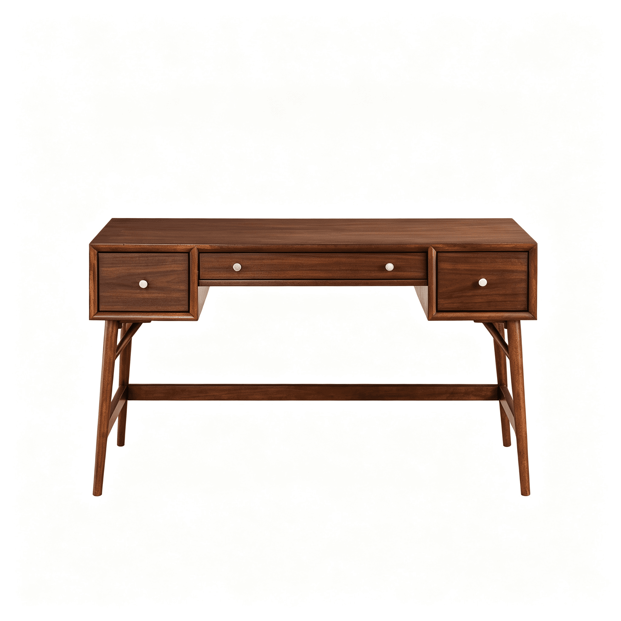 Asteroutdoor Brown Writing Desk with Drawers, Walnut Veneer, Mid-Century Style