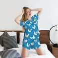 thumbnail image 5 of Gukieu Cartoon Chicken Print Women's Short-sleeved Pajama Set, Round Neck Button Top Elastic Shorts 2-piece Set, Summer Home Leisure Clothing-XX-Large, 5 of 6