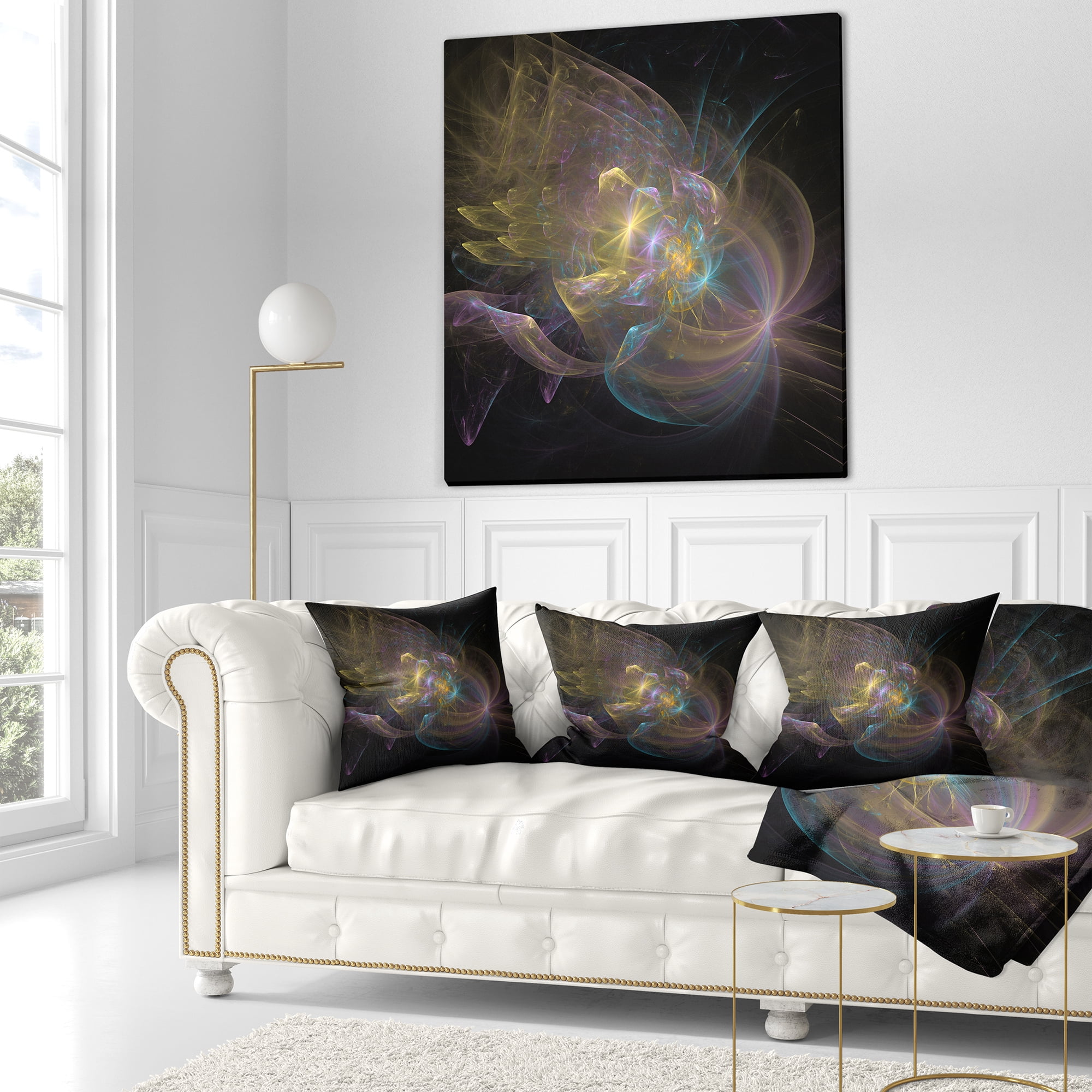 Designart Fractal Background Bright Glare - Abstract Throw Pillow - 18x18