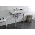 thumbnail image 4 of Kingston Brass LMS36MA8 Pemberton 36" Carrara Marble Console Sink with Acrylic Legs (8-Inch, 3-Hole), Carrara Marble White/Brushed Nickel, 4 of 8